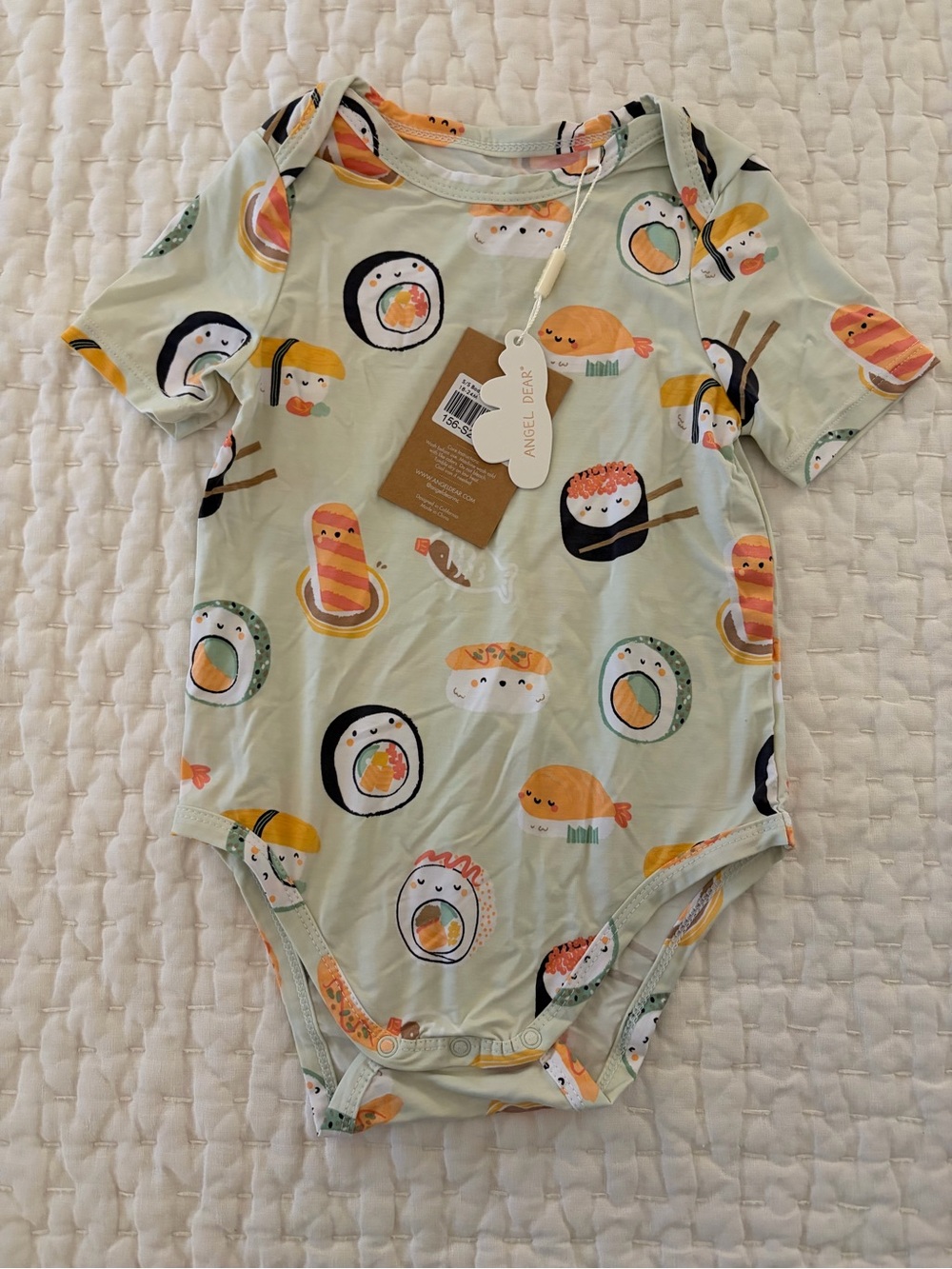 NWT Angel Dear Bamboo Sushi Print Short Sleeve Bodysuit 18-24M